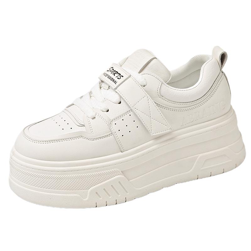 

Fashion Thick Bottom Vulcanzied Shoes Female Solid Color Chunky Platfrom Sneakers Woman Pu Leather Non-Slip Casual Shoes Spring 2025 35 бежевый