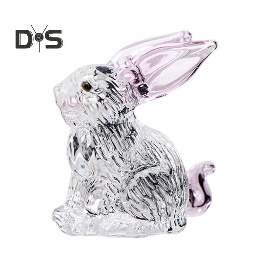 Faux Crystal Rabbit Figurine Transparent Collectible Rabbit Statue Glass Art Animal Ornament Bunny Sculpture for Home Office Desk Car