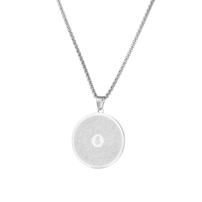 

Buddhists Shurangama Mantra Pendant Necklace Sutra Gift For Women Men Amulets Titanium Steel Jewelry Gifts серебряный