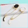 Cute Creative Cartoon Brooches For Men And Women Adorable White Cat And Black Cat Alloy Pins
