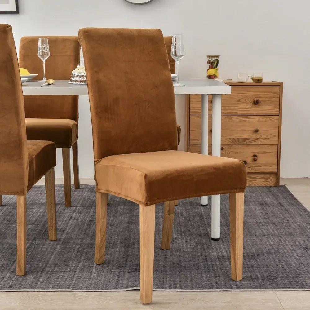 Aksamitna Tkanina Miękkie Pokrowce na Krzesła Elastyczne Grube Pokrowce na Krzesła do Jadalni Pokrowce Ochronne Pokrowiec na Krzesło Kuchenne