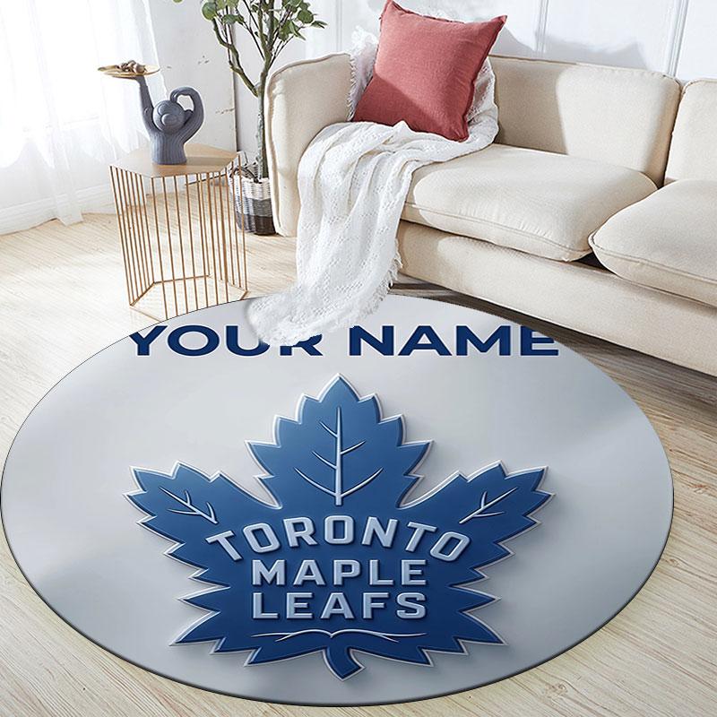 Custom Name,Toronto Maple Leafs pattern round rug,Carpet Rug for Living Room Bedroom Playroom ,Non-slip Floor Mat,Holiday Gifts and Birthday Gifts.