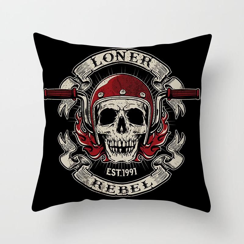Black Grey Skull Face Living Room Decor Pillowcase Car Halloween Sofa Cushion Cover