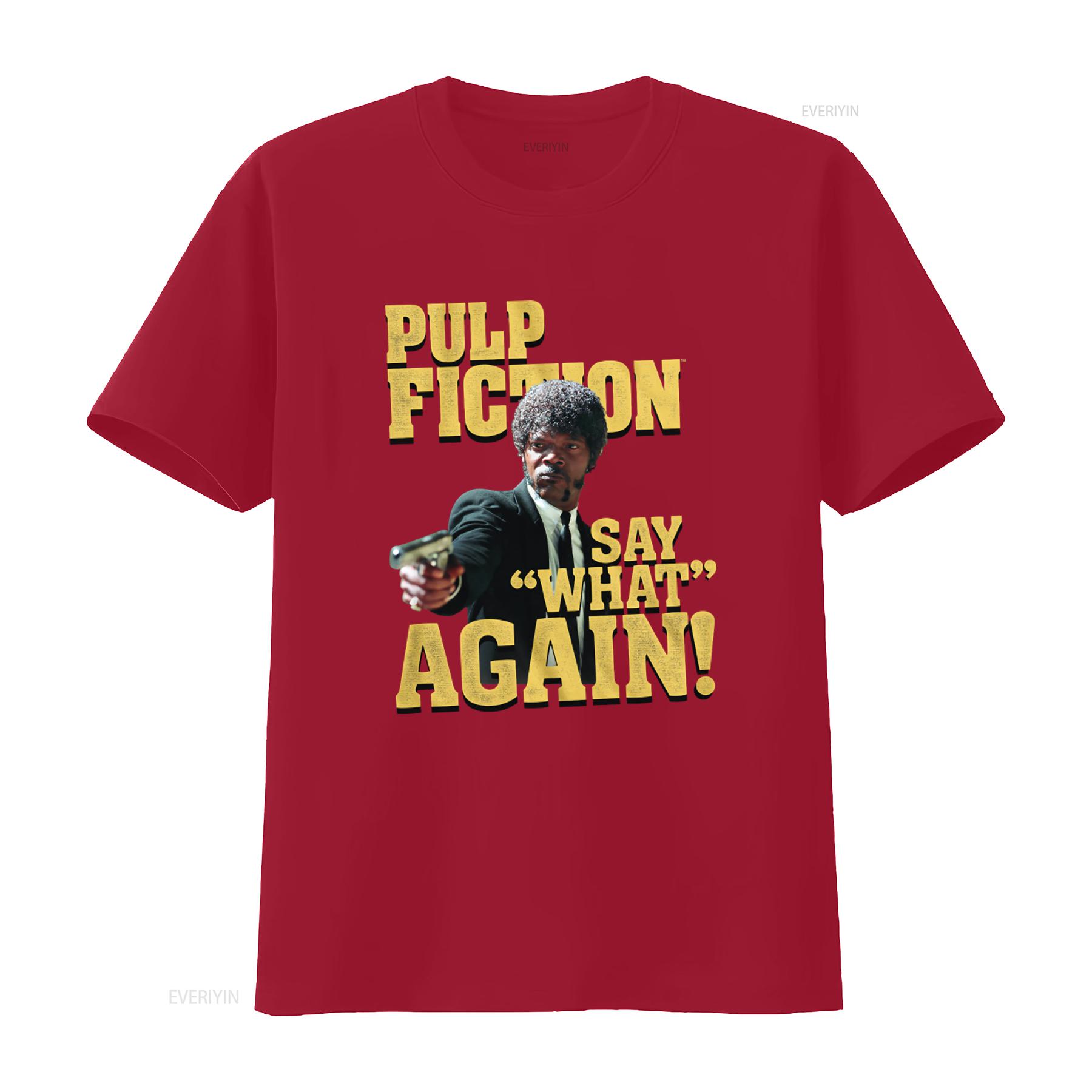 Pulp Fiction Movie Quote Say What Again T Shirt  vintage Washed fashion homme Soft streetwear graphic Breathable Stylish S