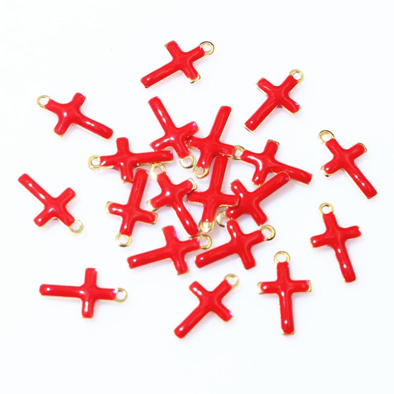 20pcs 10x6mm Enamel Small Cross Charms Pendant Stainless Steel DIY Jewelry Making Accessories Findings for Bracelet Earrings