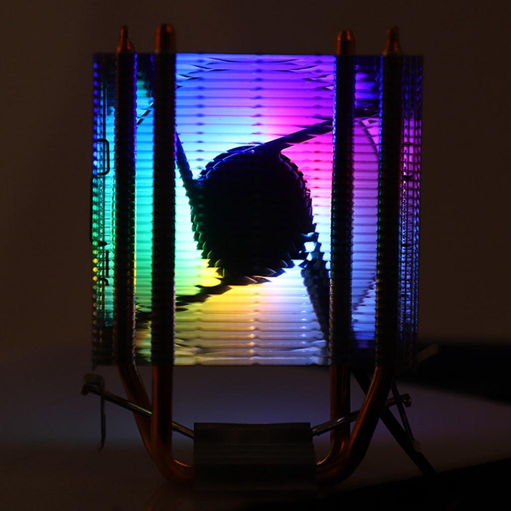 12V DC 3Pin/4Pin RGB LED CPU Cooler 2-Heatpipe Dual Tower Fan Cooling Heatsink Radiator for Intel LGA 775/1150/1151/1155/1156/1200/1366