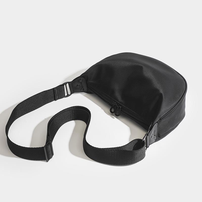 Casual Trendy Crossbody Bag Simple Solid Color Large Capacity Wide Shoulder Strap Shoulder Bag Oxford Cloth Crescent Bag Women's Bag