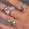 Exquisite Fish Tail Starfish Shell Finger Ring Jewelry Ocean Style Ring Cubic Zirconia Ring  Summer