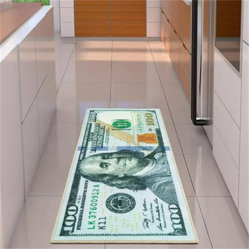 100 Dollar Bill Money Kitchen Floor Mat Home Decor Hallway Balcony Laundry Runners Rugs Bathroom Non-slip DoorMat