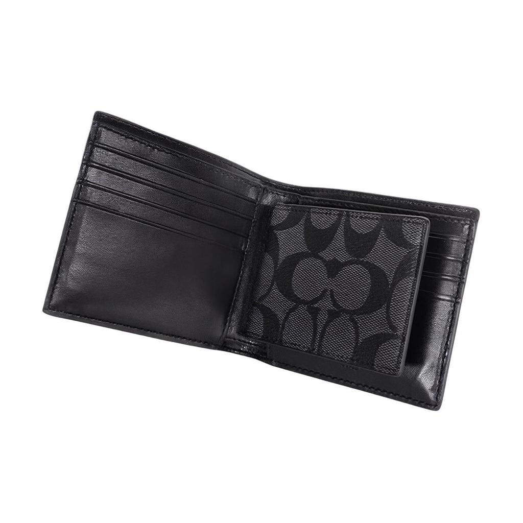 COACH Men 3 IN 1 Wallet Charcoal / Black (Unisex) Wallets 74993 CQBK