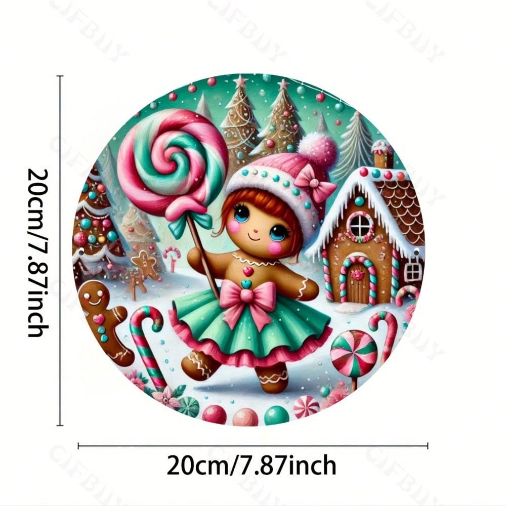 

Vintage Style Christmas Metal Sign 8x8 Inch Round Aluminum Wall Decor for Kitchen Home Office Holiday Gift різнокольоровий