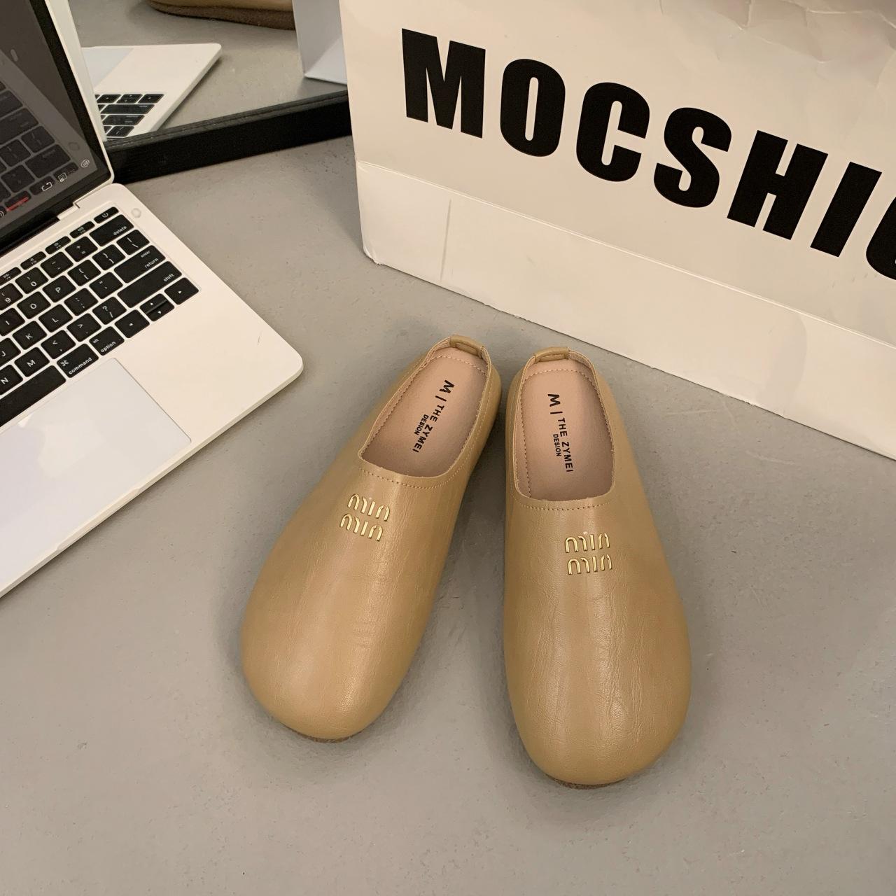 

Толстые тапочки с круглым носком и одной педалью, женская верхняя одежда, весна-лето 2025, новинка, ленивые, классные тапочки Mori 40 абрикосовый