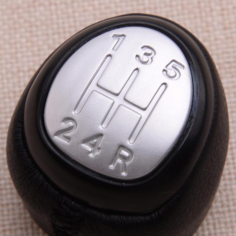 Silver Top Cover 5 Speed Manual Gear Stick Shift Knob Shifter Head Fit For SAAB 9-3 2003-2005 2006 2007 2008 2009 2010 2011 2012
