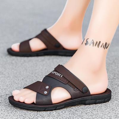 Sommer Herren Übergröße 48 PU-Leder Sandalen Offene Zehen Flache Herren Freizeitschuhe Outdoor Walking Sandalen Strandschuhe Herren Hausschuhe