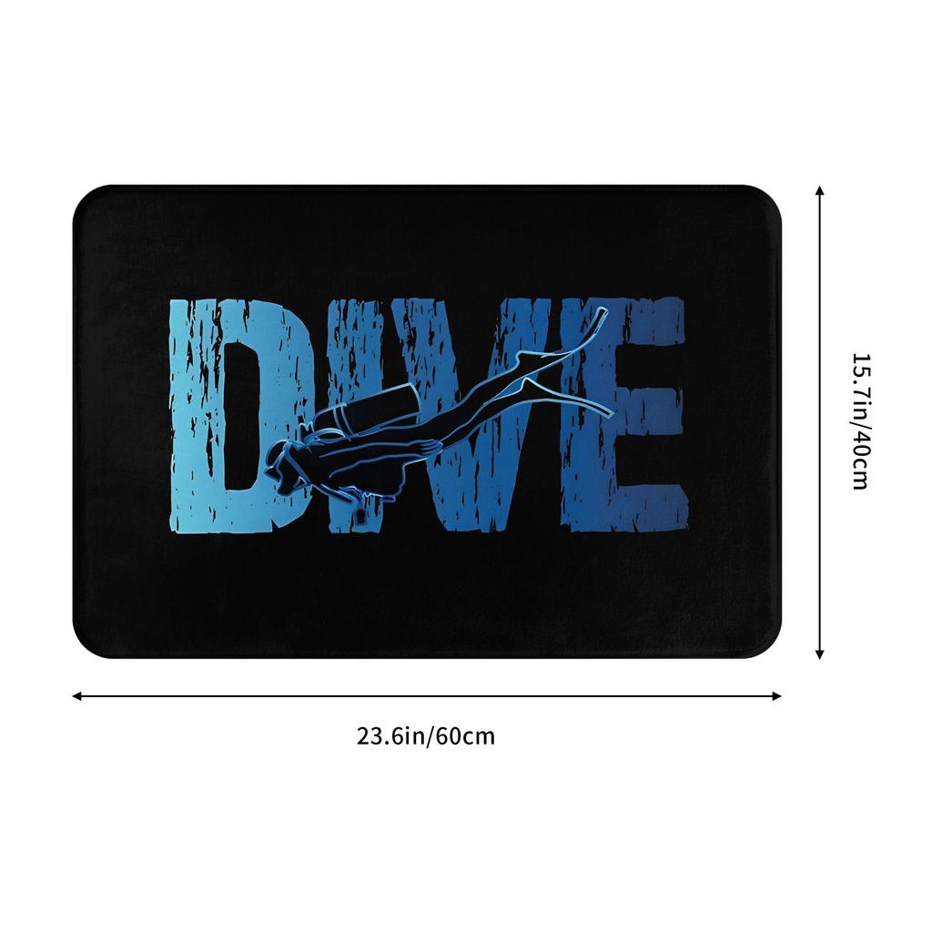 Dive Diver Fashionable Style Door Mat Machine Washable for Bathroom Bedroom Living Room Entrance