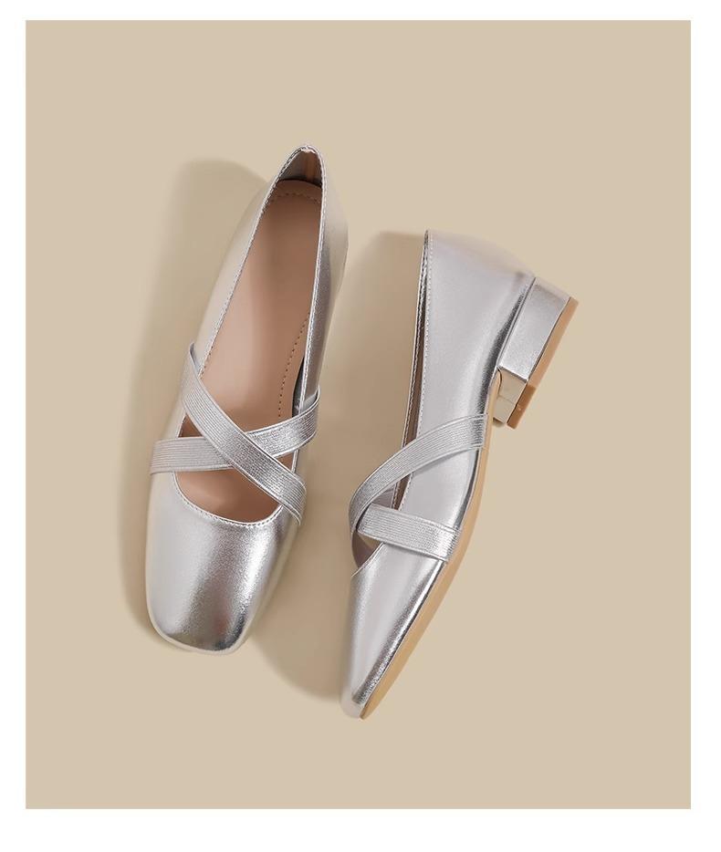 Silver ballet single shoes women's 2025 summer new French cross evening breeze light mouth temperament flat Mary Jane shoes