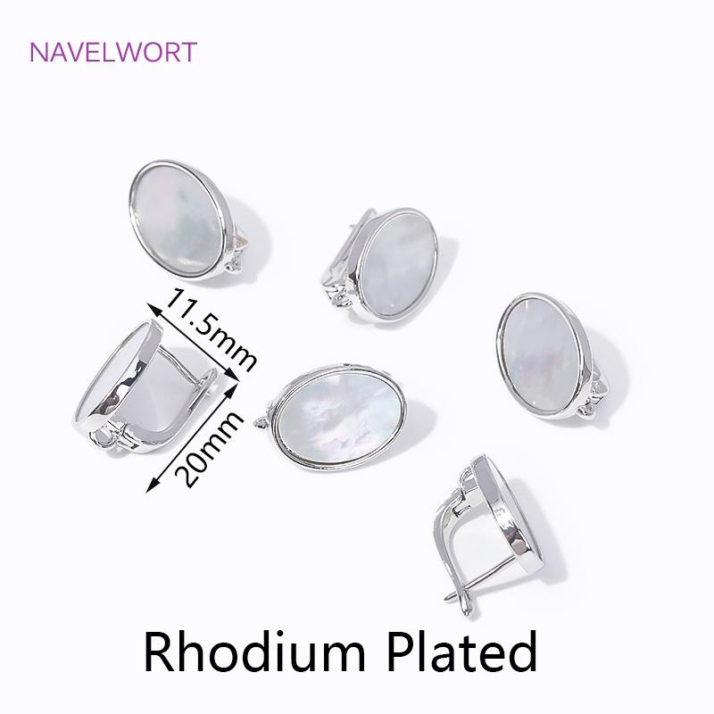 

Natural Shell Earring Clasp Hooks 18K Gold Plated/Rhodium Oval Leverback Earring Clasps Fasteners DIY Earring Making Accessories 2 Pieces
