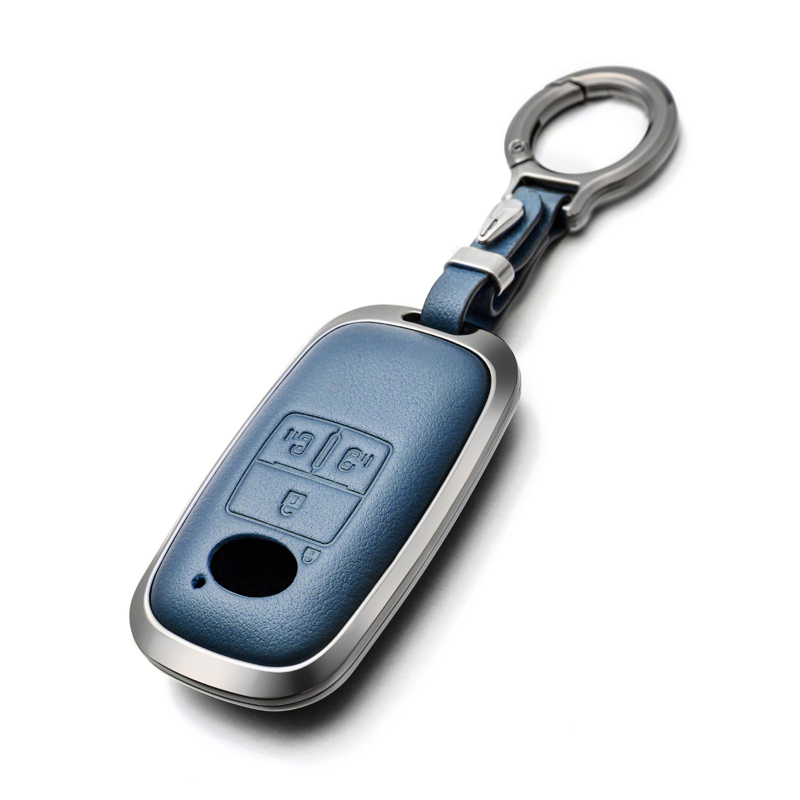 

OFFCURVE Чехол для смарт-ключа для Daihatsu и Рамка из цинкового сплава и Натуральная кожа Ключ Подходит для New Custom Roomy Thor Совместимый Toyota, Чехол, синий