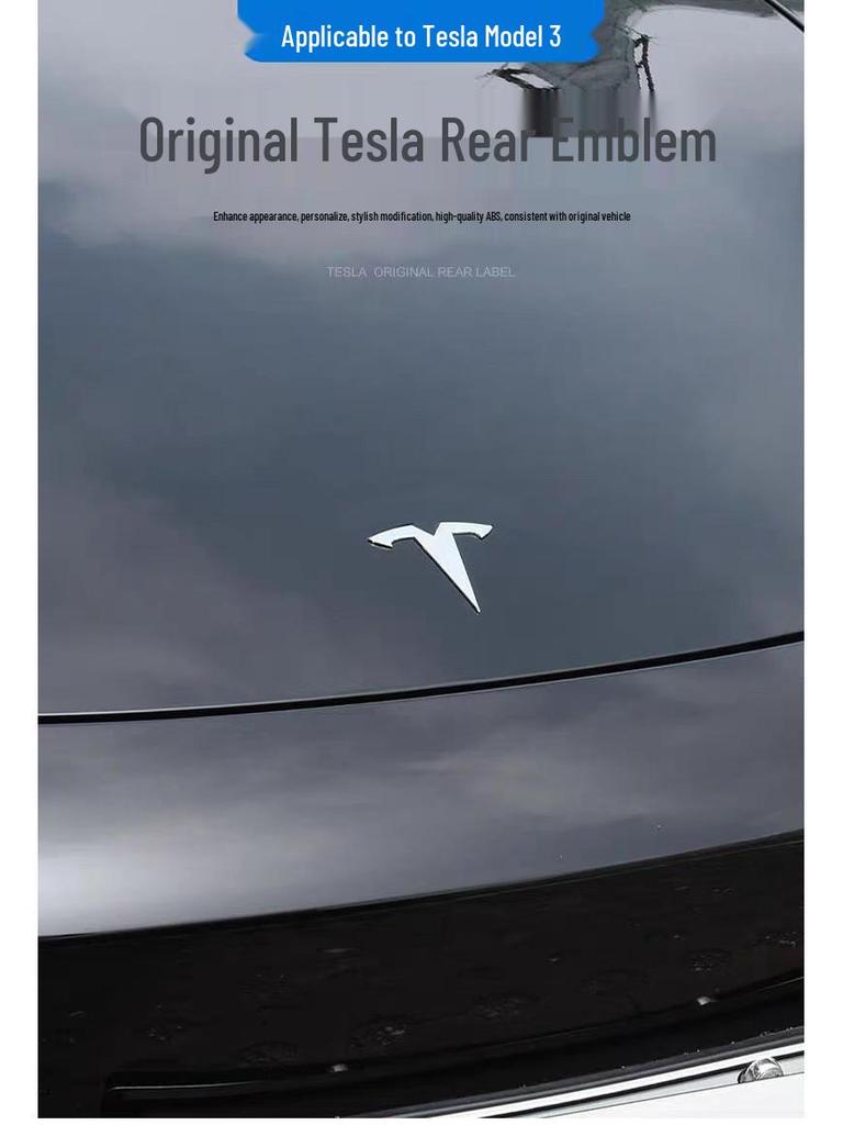 Tesla Model 3 SY X Kofferraum Kunststoff Logo Aufkleber - TESLA Englischer Buchstabe Auto Aufkleber