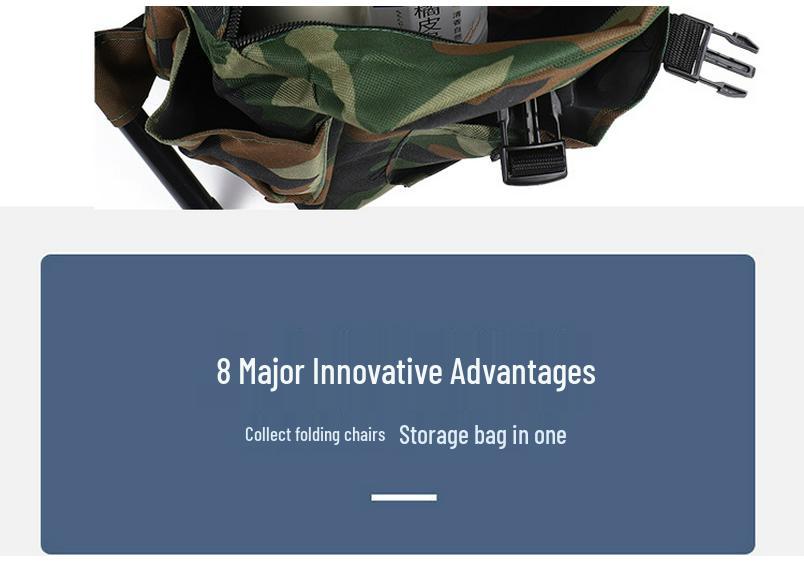Multifunctional Folding Camping Chair with Double Shoulder Bag and Storage Stool