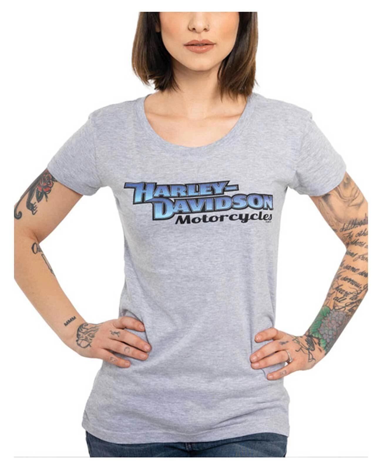 Harley-Davidson Women s Classic Gradient Round Neck Short Sleeve Tee - Gray S