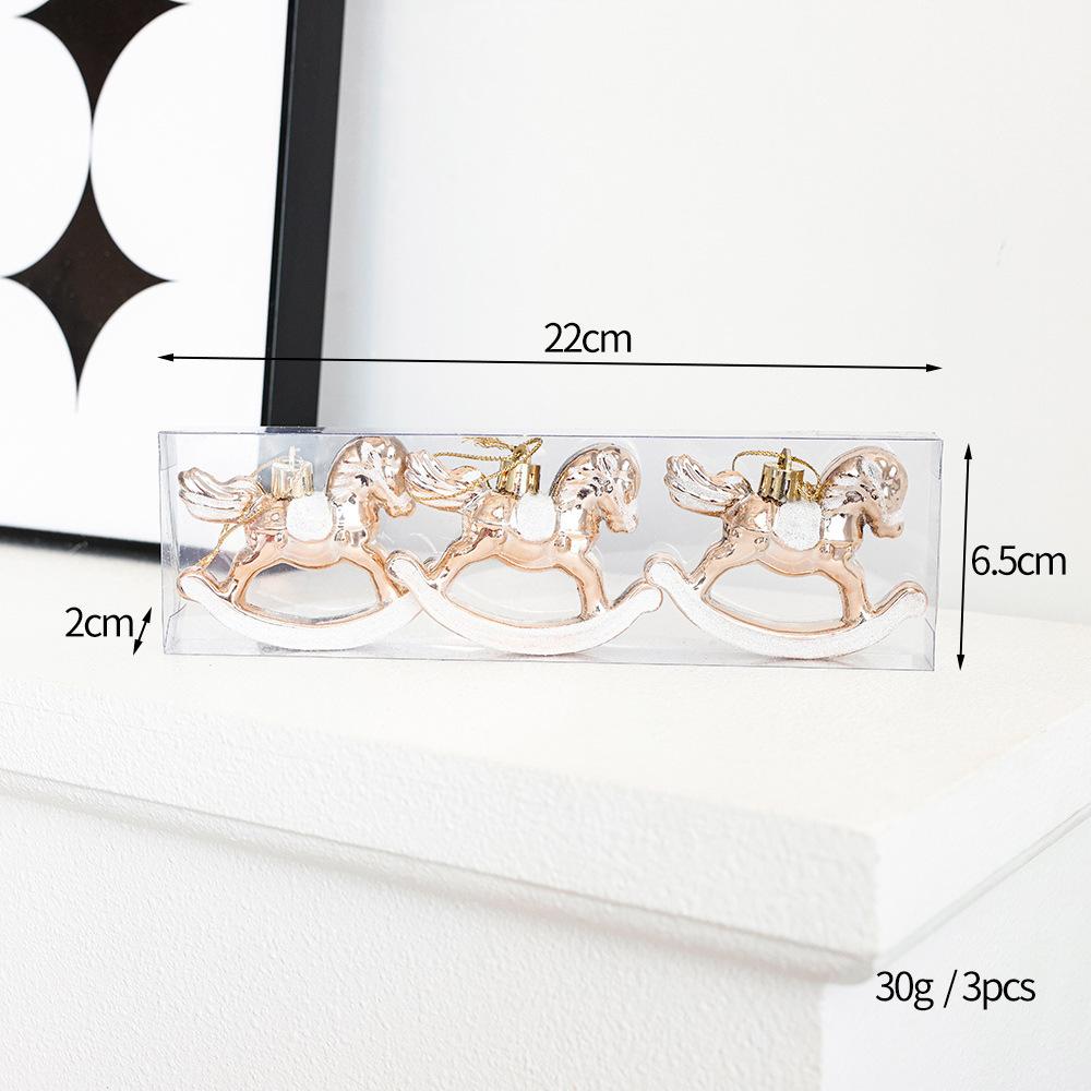 Christmas Tree Decoration Pony Plastic Plating Rocking Horse Pendant Home Decor Hanging New Year Gift Christmas Ornaments