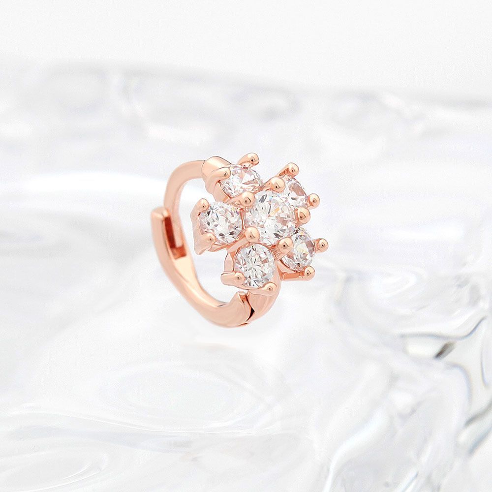Rose gold 14K cubic flower ring piercing gold needle bracelet