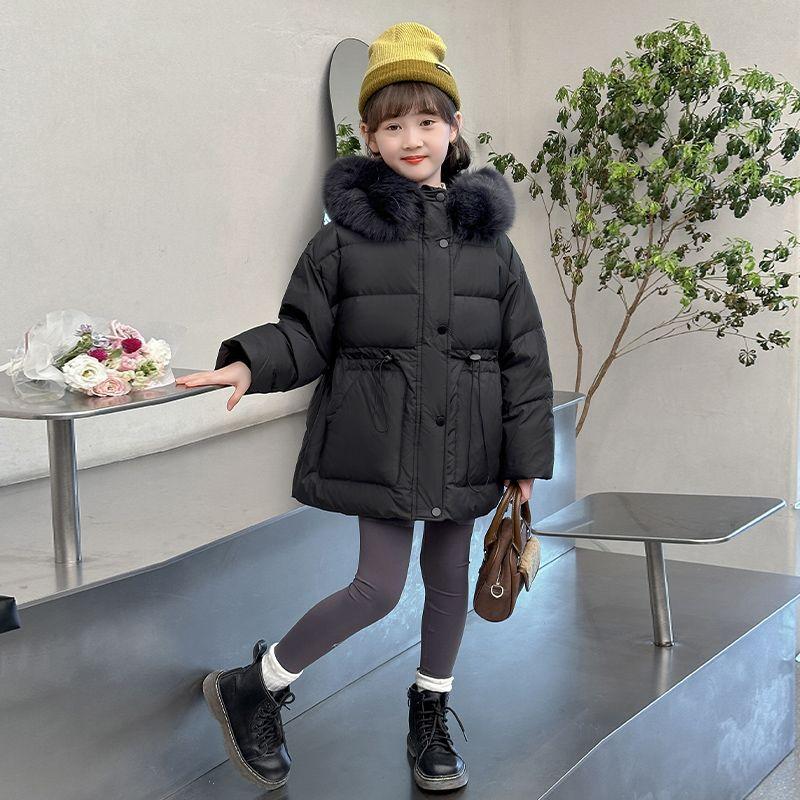 Höst Vinter Flickors Dunjacka Kläder Bomullsjacka Med Huva Tjock och Varm Jacka