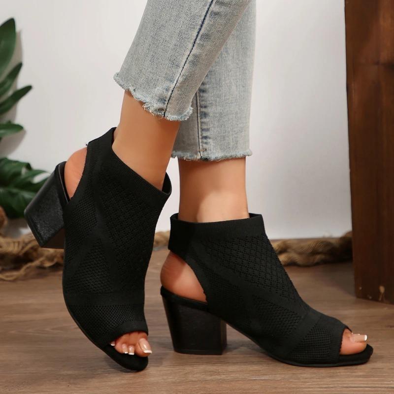 Fashion 2025Summer Model Fashion  Banquet High-Elevated Women Fish Mouth Sandals Casual/Soft Bar Square Heel Sexy Heels Zapatos Mujer