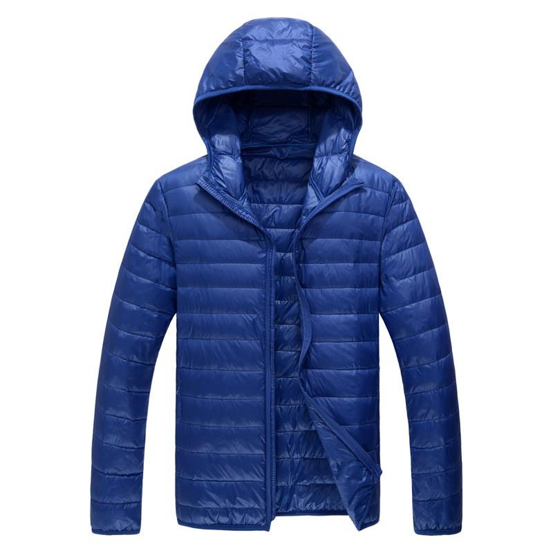 Mens Lightweight Hooded Down Jacket Winter Casual Outerwear Slim Fit 75% White Duck