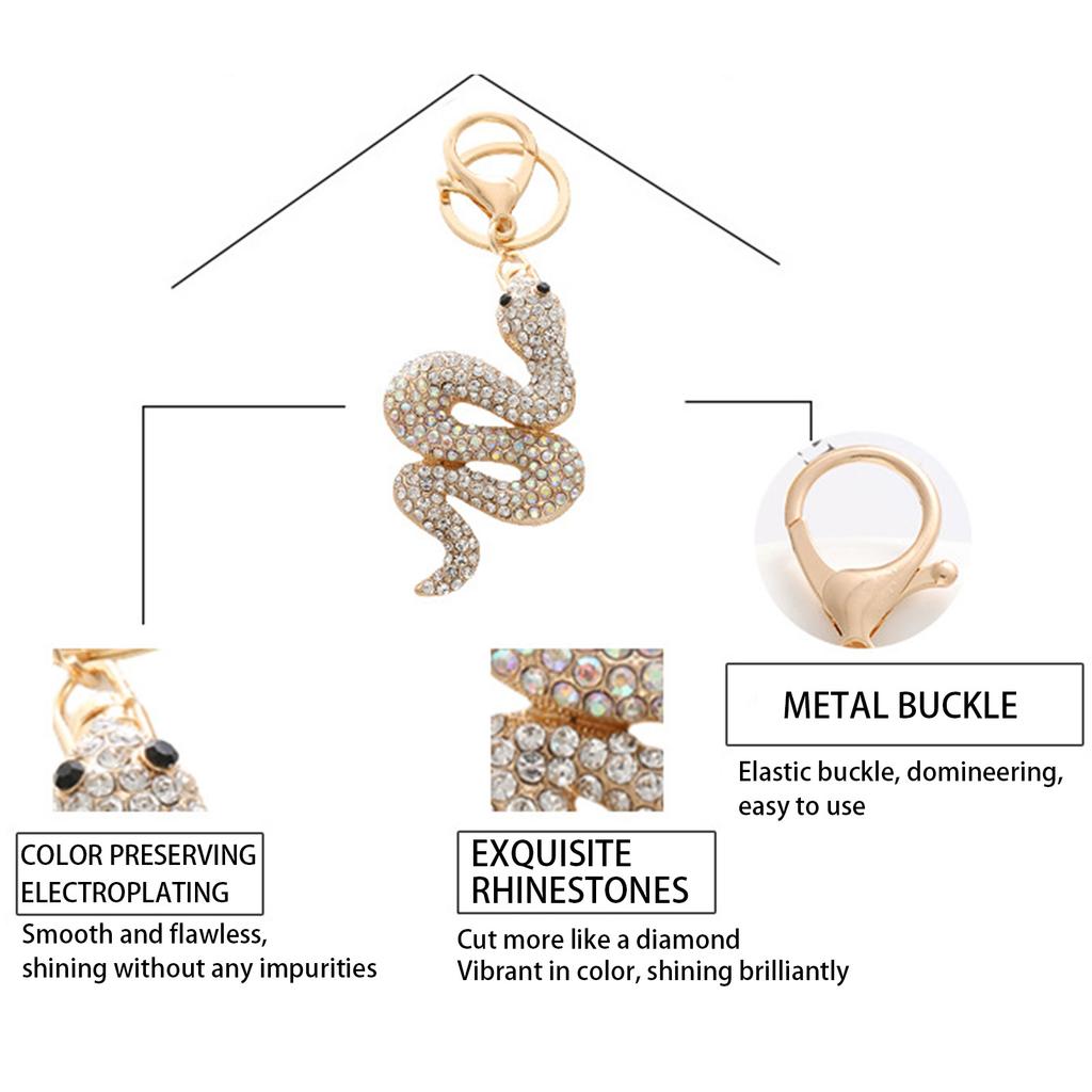 Cute Rhinestone Snake Keychains Alloy Key Holder Goodie Bag Stuffers Supplies for Versatile Party Gift Essentials