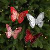 Pack Of 3 Double Layer Butterfly Christmas Tree Clip Accessory Elegant Fabric Ornament For Holiday Decorations
