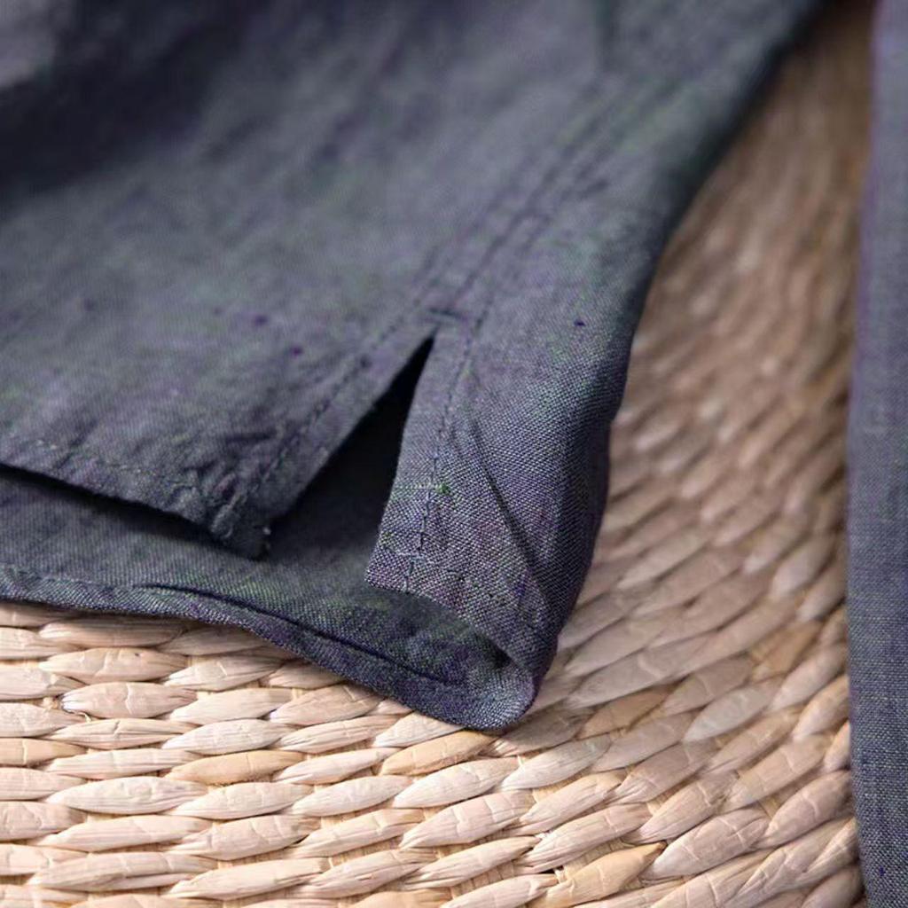 2026 Spring Women's Long Sleeve V-Neck Hemp Shirt - Artistic, Solid Color, Casual & Versatile.