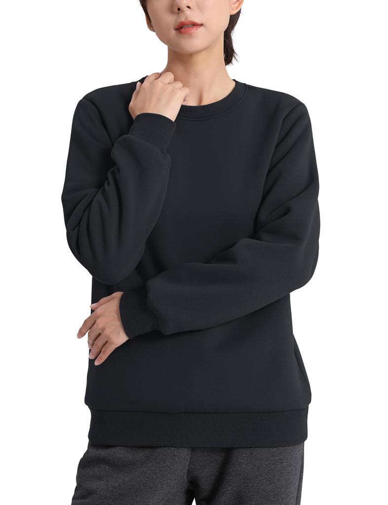 TACVASEN Warm and Perfect for Fall and and Loose Size L Women's Fleece-Lined Sweatshirt, Fluffy, Winter, Running, Sports, Loungewear, Fit, Black,