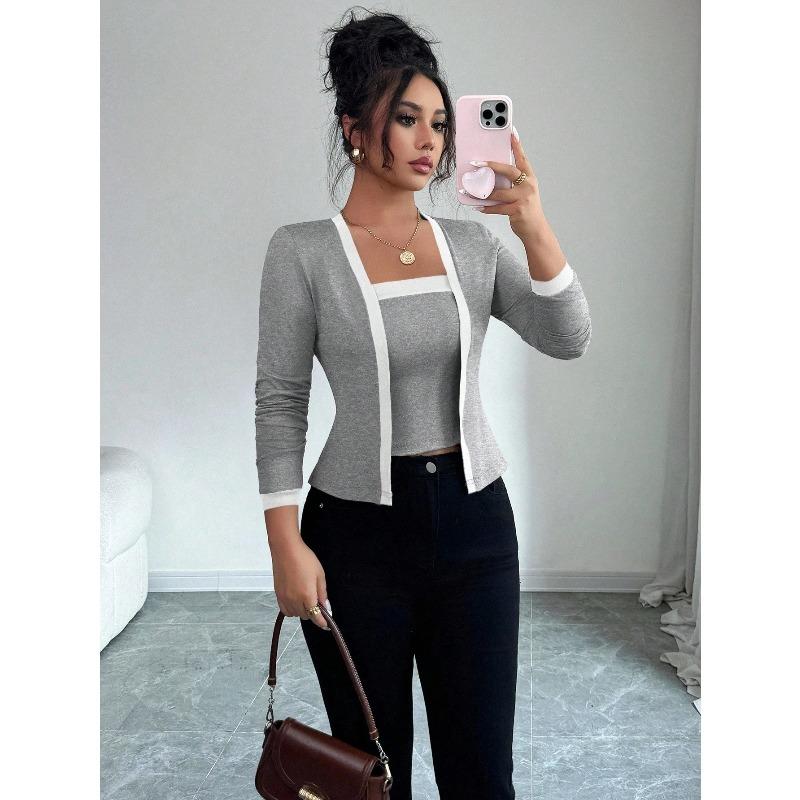 

DAFIFY Women s Fashion Casual Spring Autumn Long Sleeve Square Collar Blouses & Shirts XXL серый