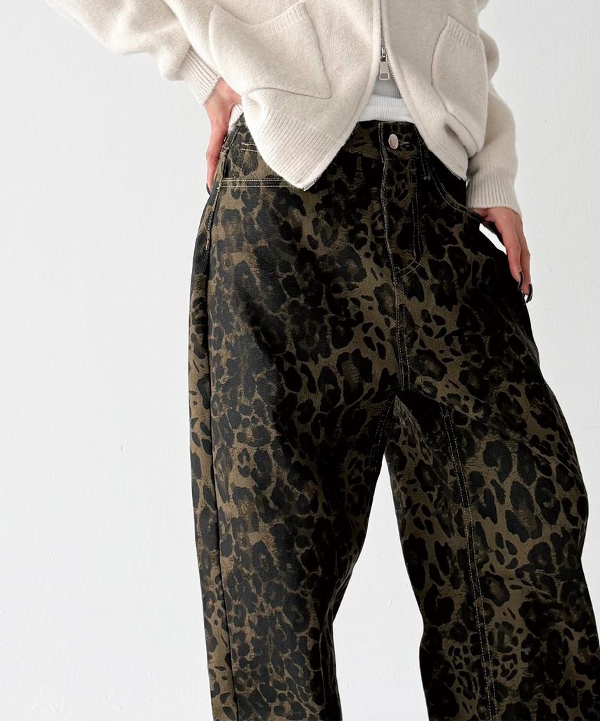 THE GREEN LAB Leopard Print Pants [Khaki Brown]