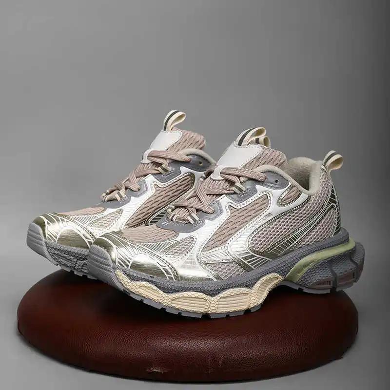 Mode Snörning Tunn Klack Mode Sneakers Kvinnor Chunky Gul Dam Sneakers Lila Skor För Kvinnor Sport Sportlag Högteknologisk