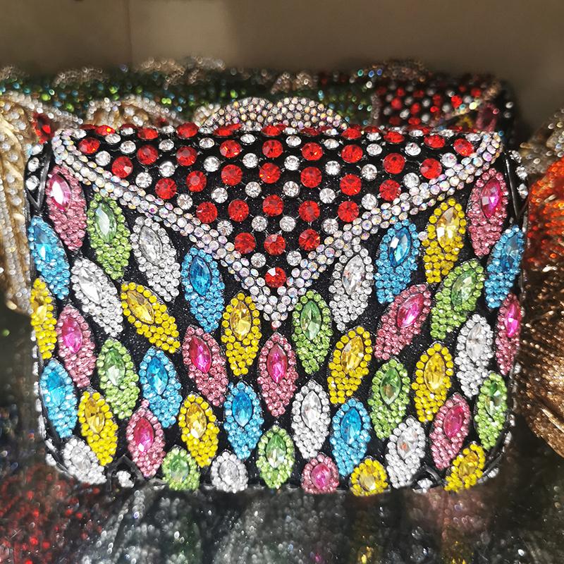 Silver/Blue Large Rhinestone Evening Clutch Purse WHTUOHENG Square Shape Crystal Handbags Diamond Party Prom Purses Minaudiere