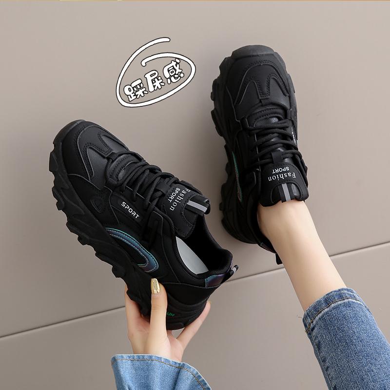 Dad shoes leather surface spring and summer new sports shoes student lightweight soft-soled running shoes