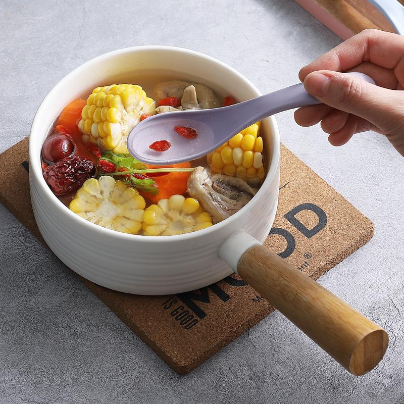 1pcs Stirring Spoon Household Wheat Straw Plastic Color Spoon Household Soup Spoons Cooking Utensils Kitchen Accessories