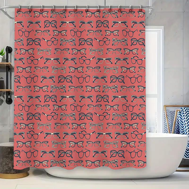 

Eyeglasses Shower Curtain Funny Glasses Lover Decor Bathroom Fabric Modern Washable Patterned Backdrop W60H190(CM)-1 Pcs