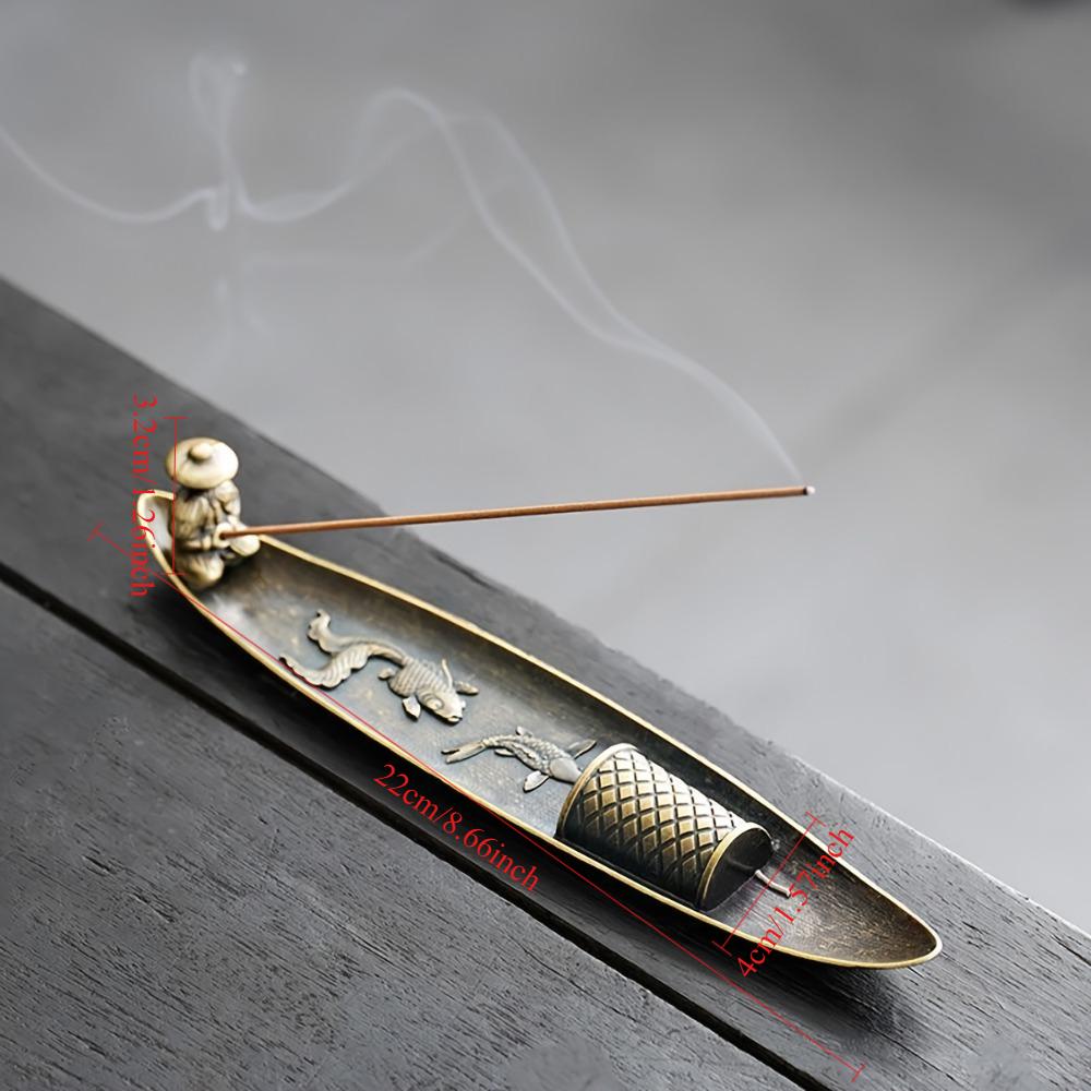 Creative Incense Holder Aromatherapy Ornament Incense Holder Boat Old Fishing Men Japanese Style Incense Stick Burner Home Decor