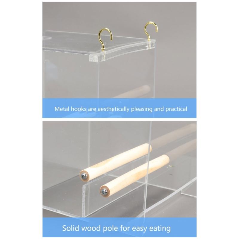 Dustproof Bird Food Box Hangable Feeding Box Automatic Bird Feeder Anti-spill Bird Food Container with Standing Perch