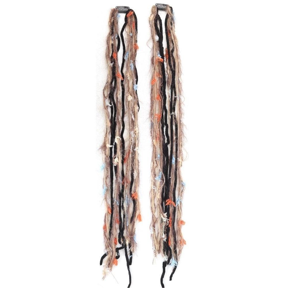 2pcs Ethnic Hair Gradient Color Dreadlock Braids Long Clips in Hair Extensions Daily