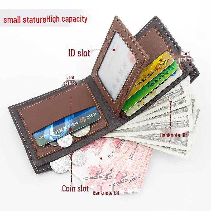 MenBense Herren Kurz Dreifach Geldbörse mit goldgeprägtem, mattiertem Finish und herausnehmbarer Seite