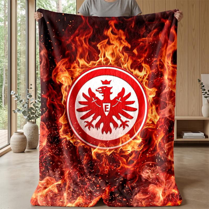 Coperta in Flanella con Stampa Calcio Eintracht Frankfurt, Coperta Morbida Calda Leggera per Divano Letto Campeggio
