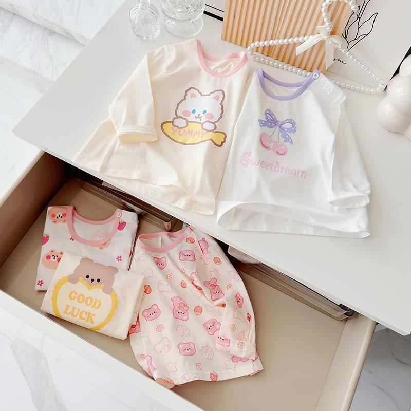 Baby Girl Autumn Long-sleeved T-shirt Baby Cotton Bottoming Shirt Girls Spring and Autumn Tops Small Children Fashionable Autumn Clothes