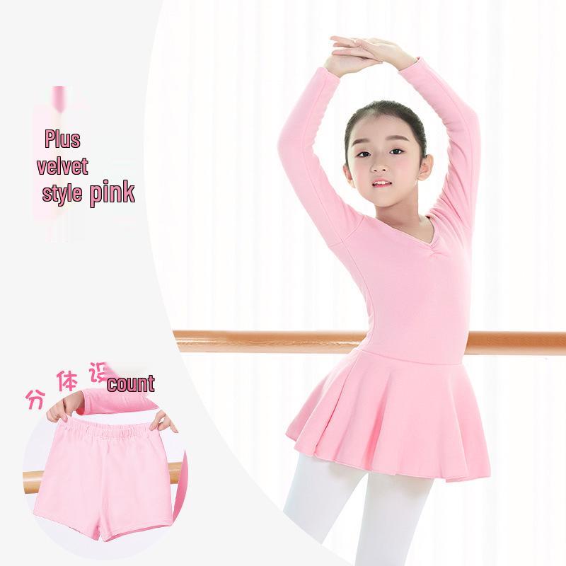 Toddler Girls' Long Sleeve Fleece Dance Leotard for Winter Practice and Exams