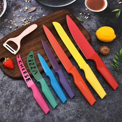 Küchenmesser Edelstahl 8-teilig Sprühfarbe Messer Schere Kombination Schneiden von Gemüse Schneiden von Fleisch Brot Obst Käsemesser Melonenhobel