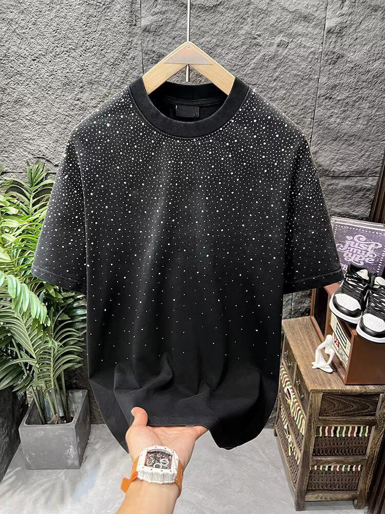 

2025 Европейская Роскошная Мужская Футболка с Коротким Рукавом, Украшенная Звездами M чёрный